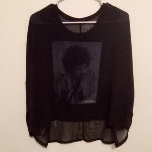 Authentic Hendrix Black Sheer Blouse With The Great Jimmy Hendrix Portrayed